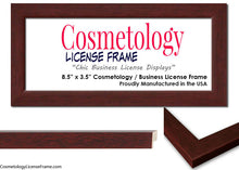 Simple Black Wood Cosmetology License Frame - 8.5" x 3.5" Inches