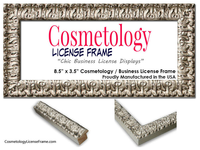 Silver Ornate Cosmetology License Frame